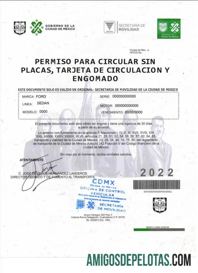 Autorização do México para circular sem placas baixar para verificação